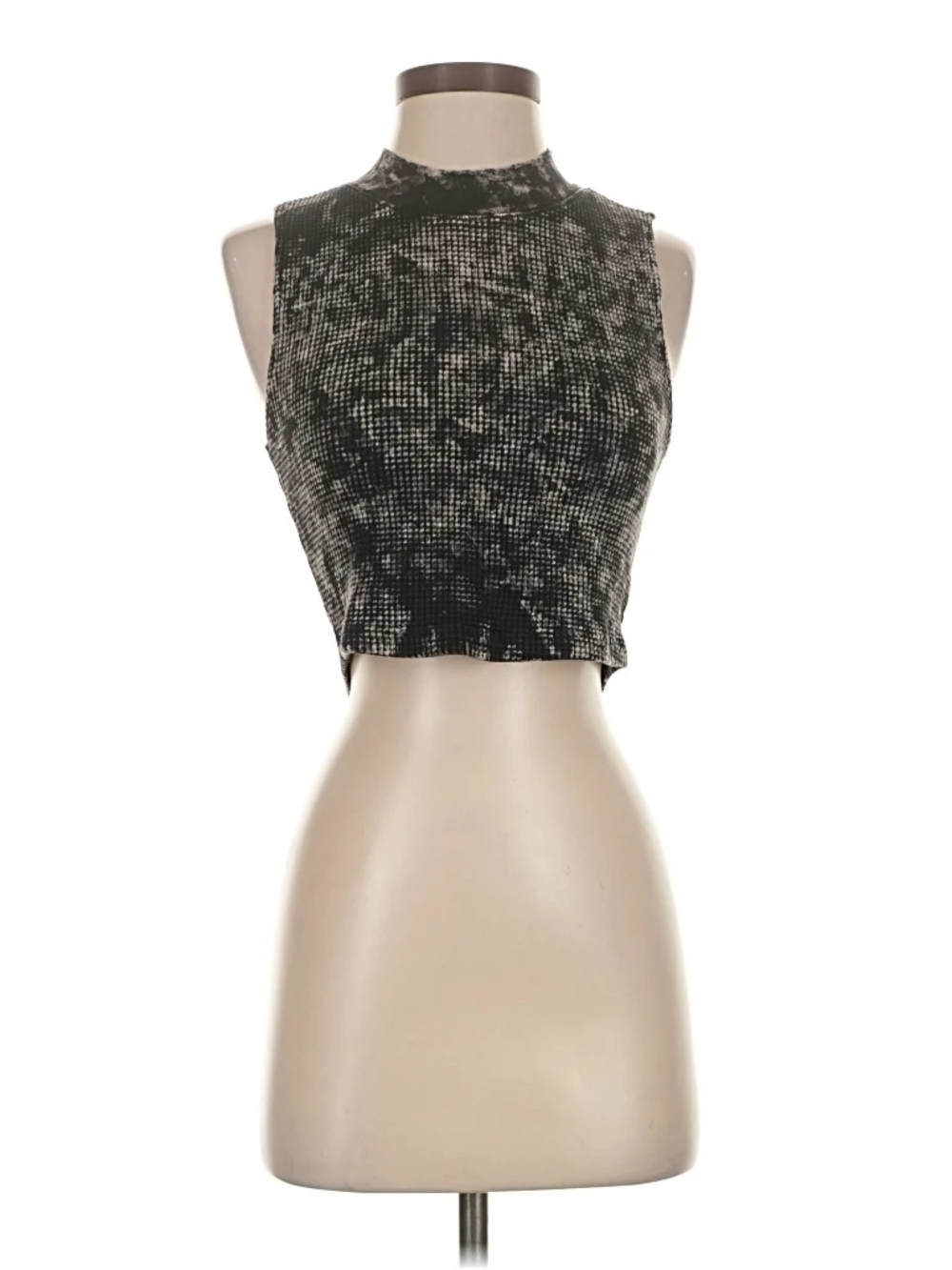 Cotton Citizen Black & Gray Sleeveless Mock Neck Crop Top